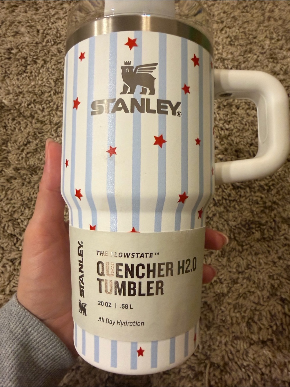 NWT Stanley Quencher H2.0 20oz Blue Starry Stripes Tumbler